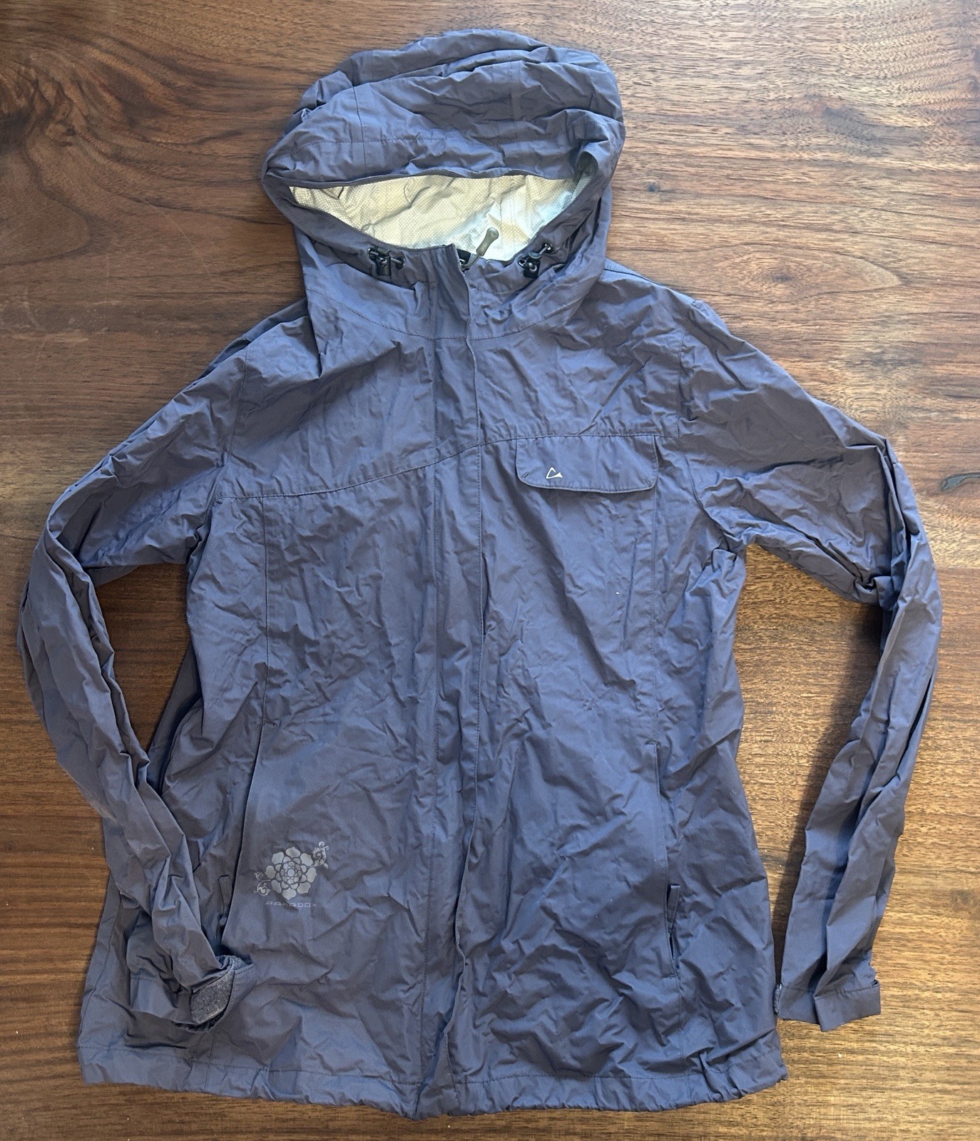 Paradox Ourdoor Rain Jacket Womens Small Purple Blue Hooded Packable Lightweight