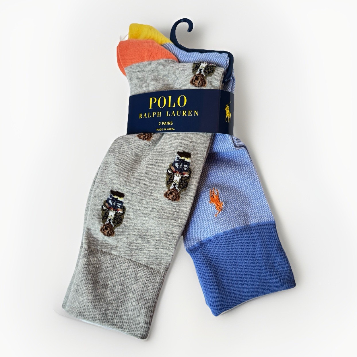 PONY POLO RALPH LAUREN Uomo Tg 6 12 5 Orso Colorblock Vestito Confezione da 1 Con 2 Paia Di Calze