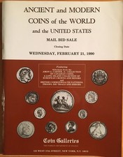 COIN GALLERIES FEB 1990 ANCIENT, USA, WORLD COINS AUCTION CATALOGUE *19132097 🌈
