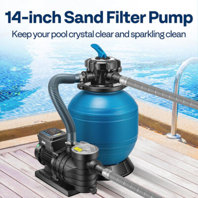 14'' Sand Filter Pump 1/2HP 2850GPH 6-Way w/ Timer In/Above Ground Pool 15960Gal