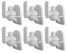 6 Pack Lot - Universal Satellite Speaker White Wall Mount Brackets fits JVC Bose
