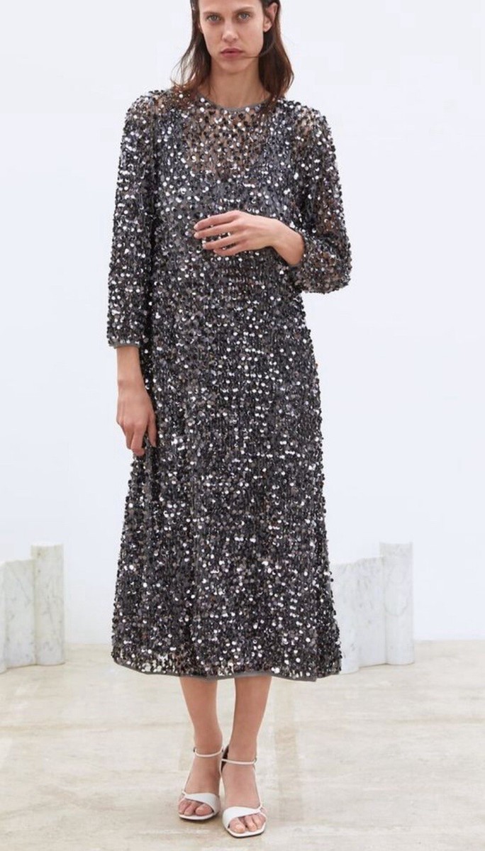 sequin mesh dress zara Zara Limited Edition Mesh Sequin Dress Size Medium