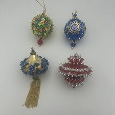 Vintage Hand Made Christmas Ornaments Push Pin Beaded Sequined CHOICE 