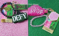 Wicked Glinda So Popular & Elphaba Defy Wristlet Keyring Keychain NWT