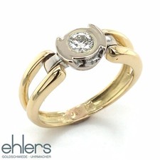 Brillantring Solitär 0,33ct Gold Diamant 750er bicolor 18kt Damen Finger 1204