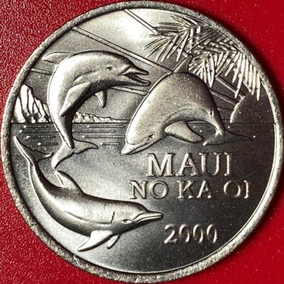 2000 HAWAII MAUI $1 TRADE DOLLAR PORPOISE RISING SUN MARINE COIN CU-NI no silver