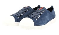 Prada Wildleder Linea Rossa Sneaker Schuhe - 4E2753 Blau Weiss Neu - 6,5 40,5