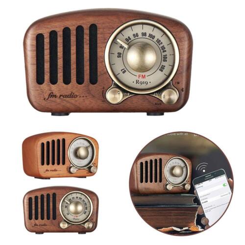 Vintage Retro Walnut Wooden Mini FM Radio, Bluetooth Speaker BT 5.0 FM Radio - Picture 1 of 17