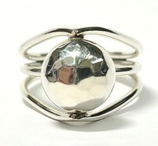 Sterling Silver Raised Hammered Finish Ball Ring Size 10