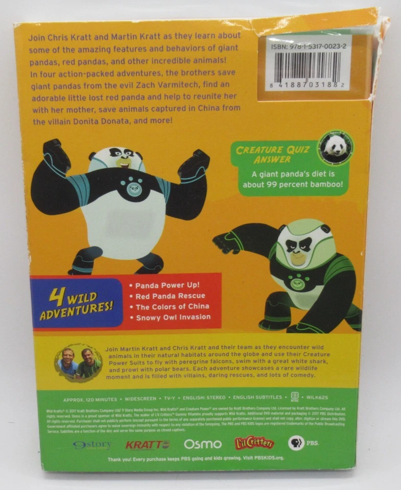 WILD KRATTS: PANDA-MONIUM ANIMATED DVD, 4 WILD ADVENTURE EPISODES, PBS KIDS, WS - Image 2 of 2