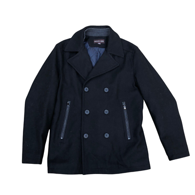 その他 No MICHAEL KORS Wool Blend Short Pea Coat MED Men's Black Quilted