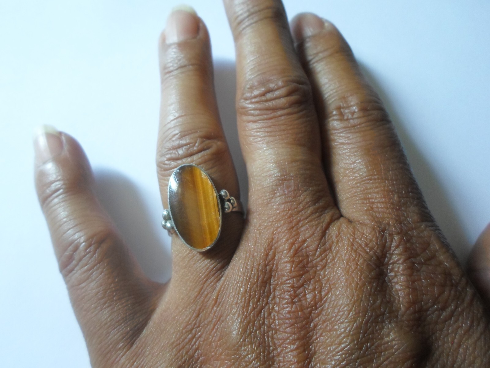 solid silver ring, tiger eye cabochon, size 54 - image 4