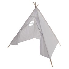 White Kids Teepee Portable Canvas Tent Foldable Playhouse Indoor Outdoor