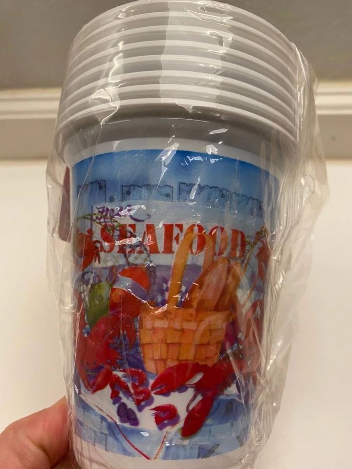 Seafood Celebration Plastic 16 fl oz Cups Nautical Cruise Party Birthday 8 ct. - Image 3 of 4