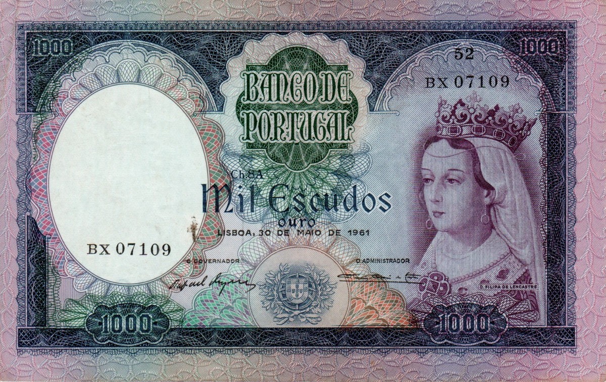 ◆ポルトガル 旧エスクード紙幣 1000 escudos◆ ◇ポルトガル 旧エスクード紙幣 1000 escudos◇ Portugal - 1942