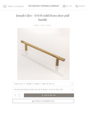Joseph Giles Door Pull Bar Handle - Antique Brass Finish 1100mm