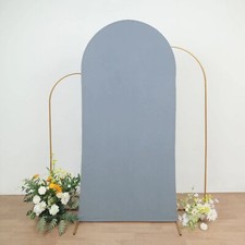 7 ft DUSTY BLUE Matte Fitted Spandex Round Top Arch Backdrop STAND COVER Party
