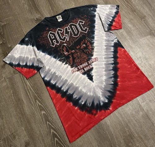 Vintage AC/DC Tie Dye T Shirt—Liquid Blue For Those About To Rock—Black ...