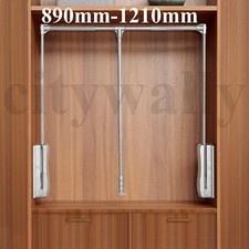 Pull Down Wardrobe Lift Heavy Duty SOFT CLOSE Clothes Hanging Rail 890-1210MM