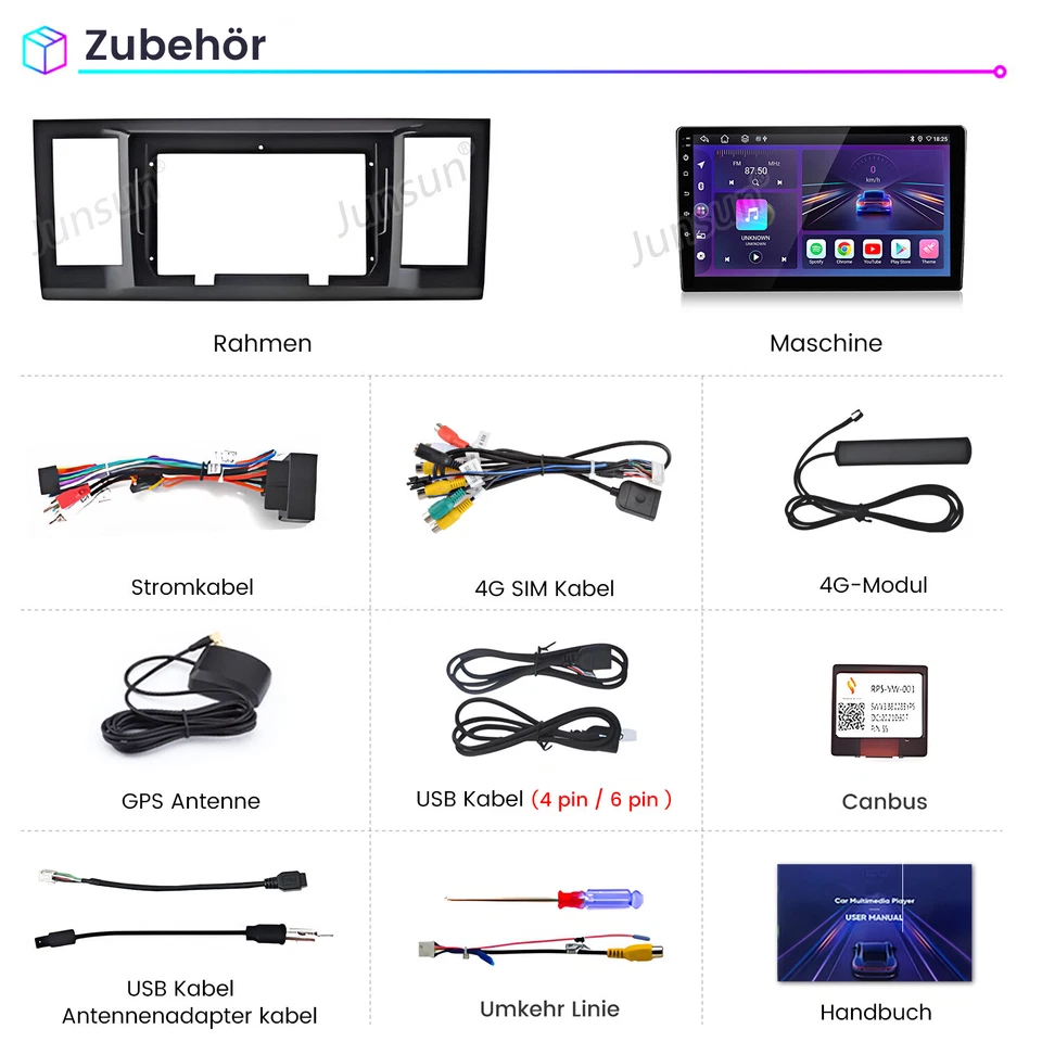 32G Carplay Android14 Für VW Transporter T6 Multivan Caravelle Autoradio GPS Nav - Bild 4 von 4