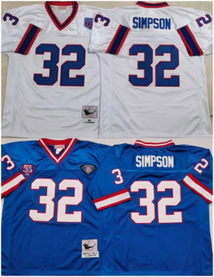 Vintage O.J. Simpson #32 Bills Throwback White/Blue Stitched Jersey**