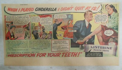 Listerine Toothpaste Ad: Cinderella Didn't Quit at 12 ! 1940's S7.5 x 15 inch