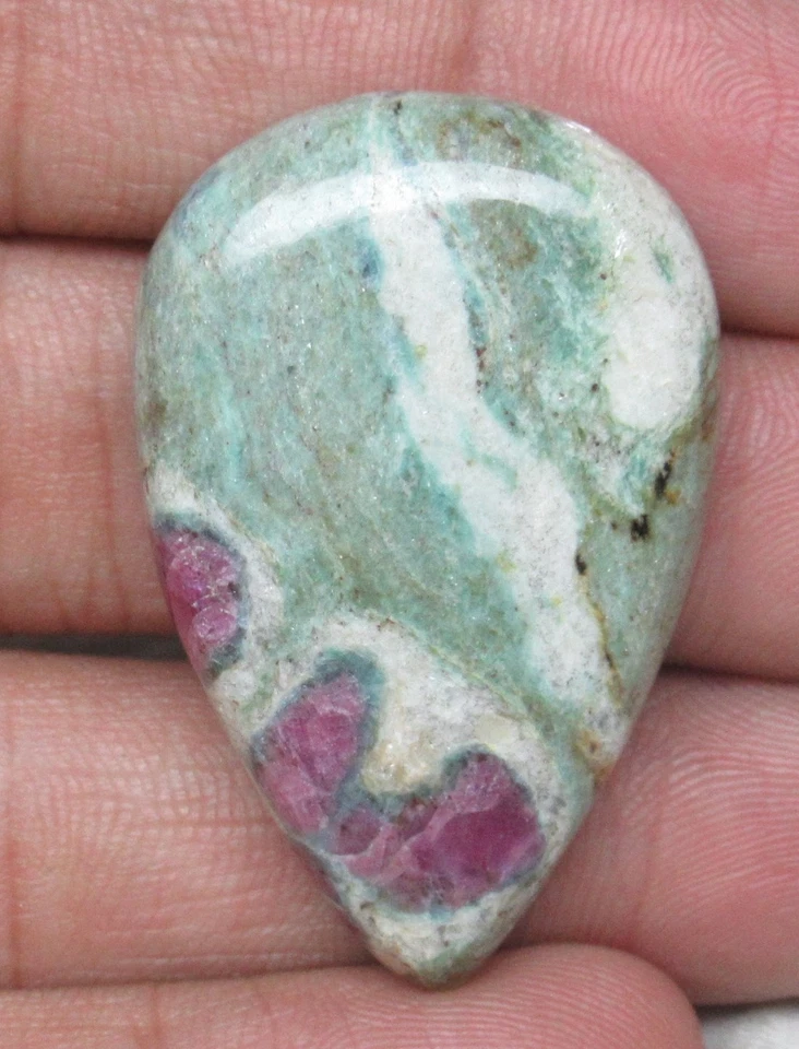 66.00 Cts Natural Ruby Fuchsite Cabochon Pear Shape Loose Gemstone E 55 - Image 3 of 4
