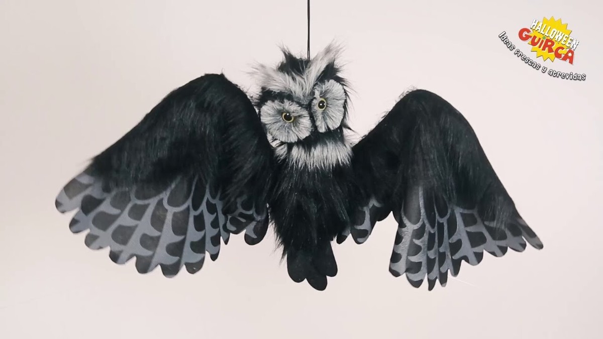 GUFO PELOSO ANIMALE TERRORE CARNEVALE HALLOWEEN CON LUCI E SUONI