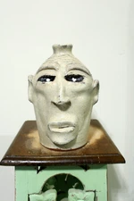 billy joe craven   face jug pottery, folk art, pottery  9''x5''