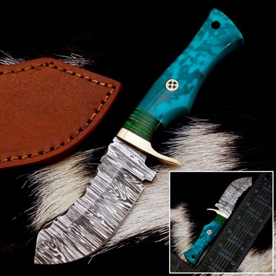 6.5'' HAND FORGED DAMASCUS Steel Hidden Tang Skinner Knife ZB-017