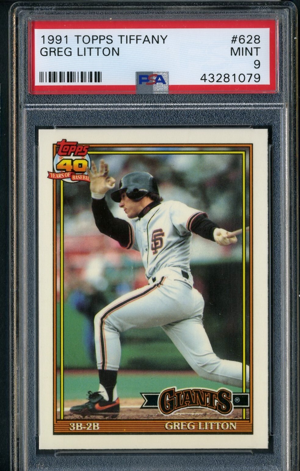 1991 Topps Tiffany Greg Litton PSA 9 Mint Card #628 Graded San Francisco Giants