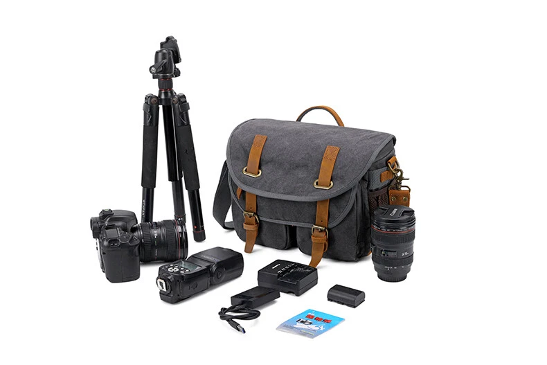 Bolso impermeable de lona SLR para cámara estuche de hombro para Nikon Canon Sony Foto 3 de 4