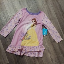 NWT Disney Store Girls Nightgown Purple Long Sleeve Size 4 PJ Sleep BELLE