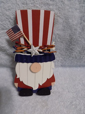 July 4th USA Patriotic Wood Gnome 4" X 8" New