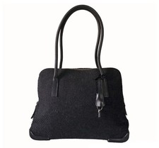 Prada Vintage Black wool & calf leather tote