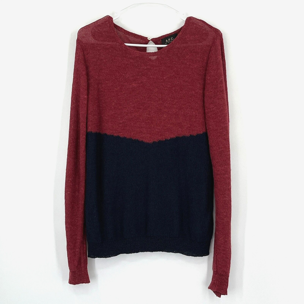 APC Linen Blend Sweater Womens M Colorblock Knit Casual Classic Work Office View 2