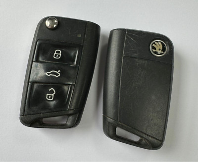 ORIGINAL SKODA 3 TASTEN FERNBEDIENUNG KLAPPSCHLÜSSELANHÄNGER OCTAVIA FABIA ETC GETESTET 5E0959752D