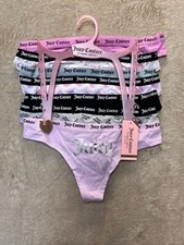 Juicy Couture Intimates Thong 7 Pack Underwear Cotton Spandex Womens Large