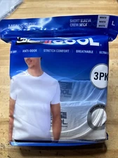  32 Degrees Men's Cool Tee, 3-pack Large White Crew Neck Large 42-44 