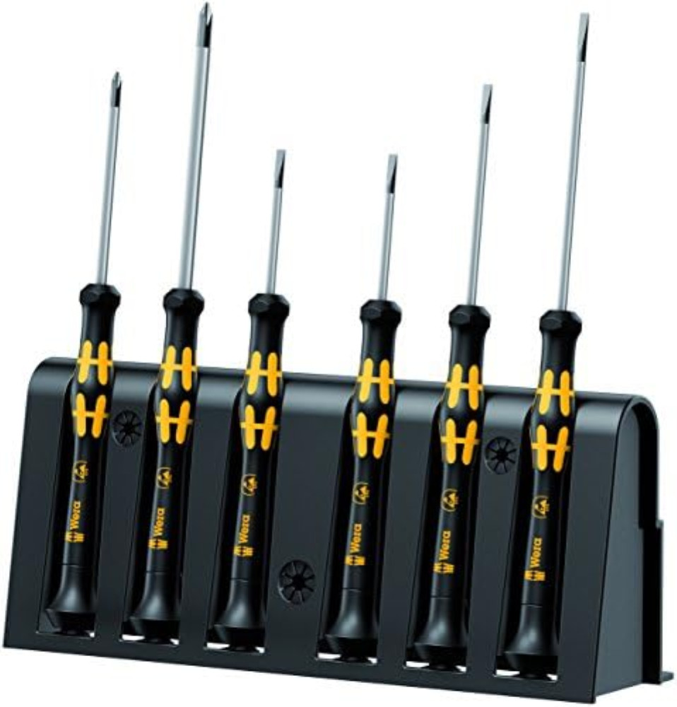 Wera, 1578 A/6 Assortimento di giraviti per l'elettronica + rack, 6 pezzi