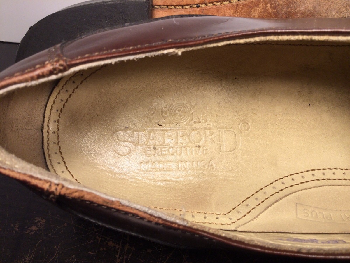 Stafford Executive Mens Brown Leather Cap Toe Derby Dress‎ Shoes USA 14 D/B Stafford Brown Dress Shoes for Men for sale | eBay main image 2