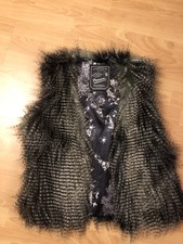 The Famous Kaporal Rock Lined Short Faux Fur Sleeveless Jacket, Grey Size L,