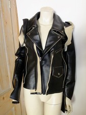 Maison Martin Margiela H&m Leather Biker Jacket Coat Uk 10 S Deconstructed Us 6