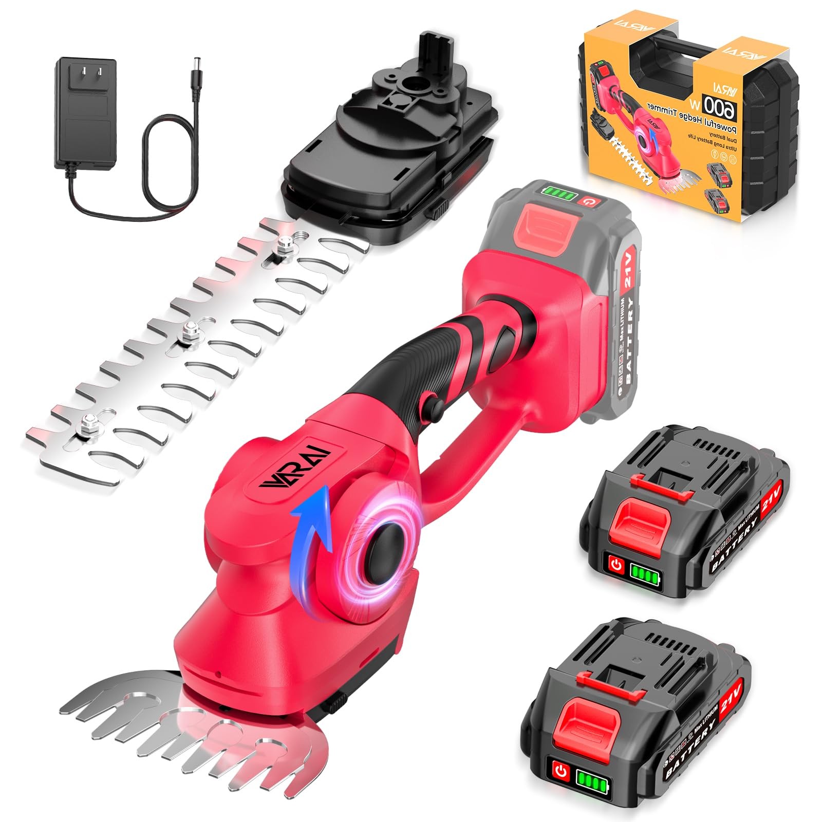 20V Cordless 2-in-1 Hedge Trimmer with Long-Lasting Battery