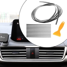 Car Air Vent Outlet Trims Filler Insert Strip Line Set 5m 16.4ft Silver Tone
