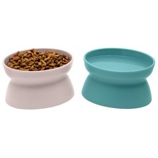 Kitty City Elevated Cat Bowls (Set of 2), Whisker-Friendly Small, Pastel