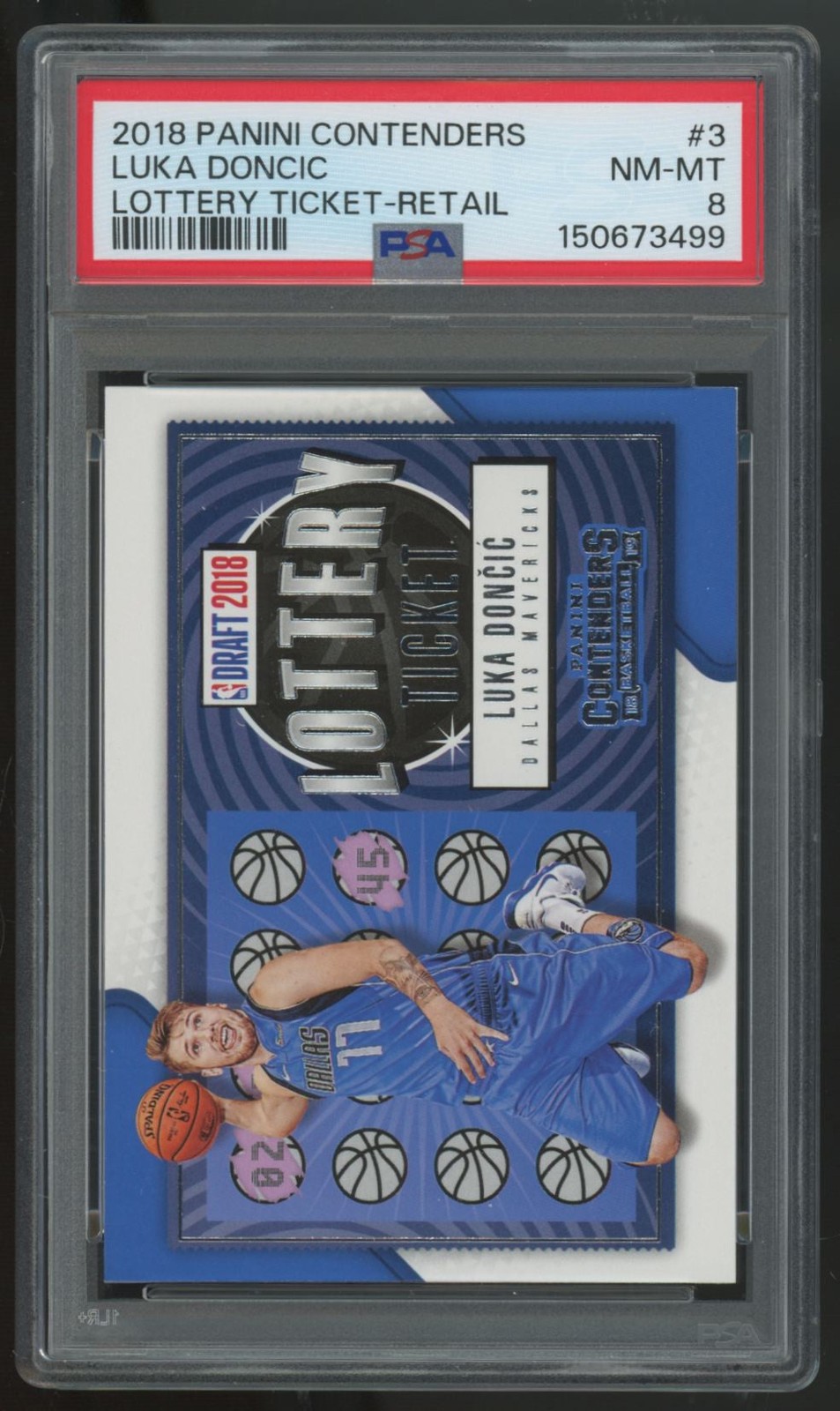 2018-19 Panini Contenders Luka Doncic RC Lottery Ticket Retail #3 PSA 8