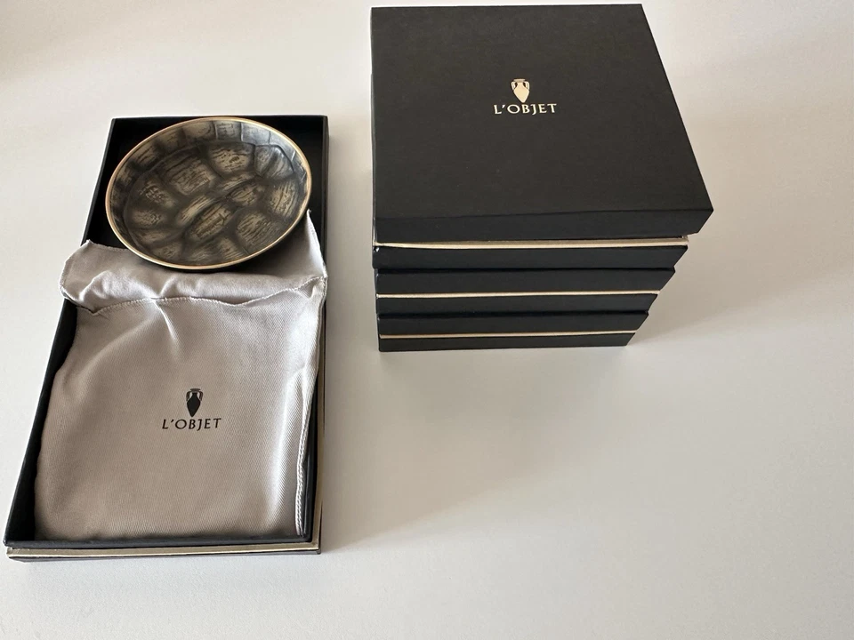 L'Objet Paris 4 Pcs Turtle Round Small Dish Servierschale SET Limoges-Porzellan