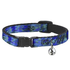 Cat Collar Breakaway with Bell Tie Dye Green/Blue/Purple NARROW Fits 8.5-12"