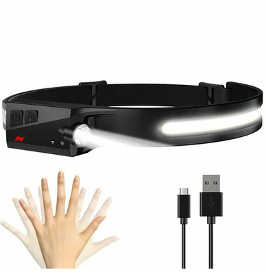 #ad COB LED Headlamp USB Rechargeable Flashlight Headlight Sensor Work Light Camping $18.99